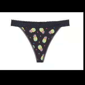 Savage X Fenty Cotton Essentials Lace-Trim Thong Panty, Pineapple, 3X, 3XL